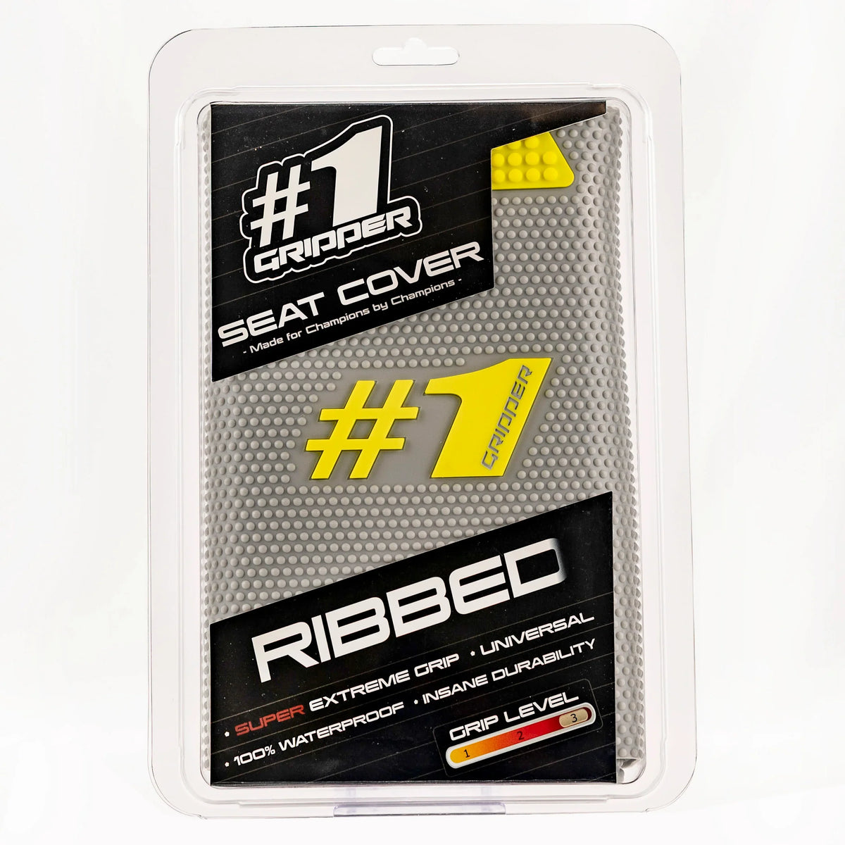 1Gripper RIBBED Seat Cover - Light Grey/Yellow-thumbmail-2