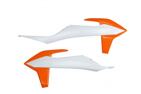 KTM EXC Radiator Covers - White-Orange - KT04092#999